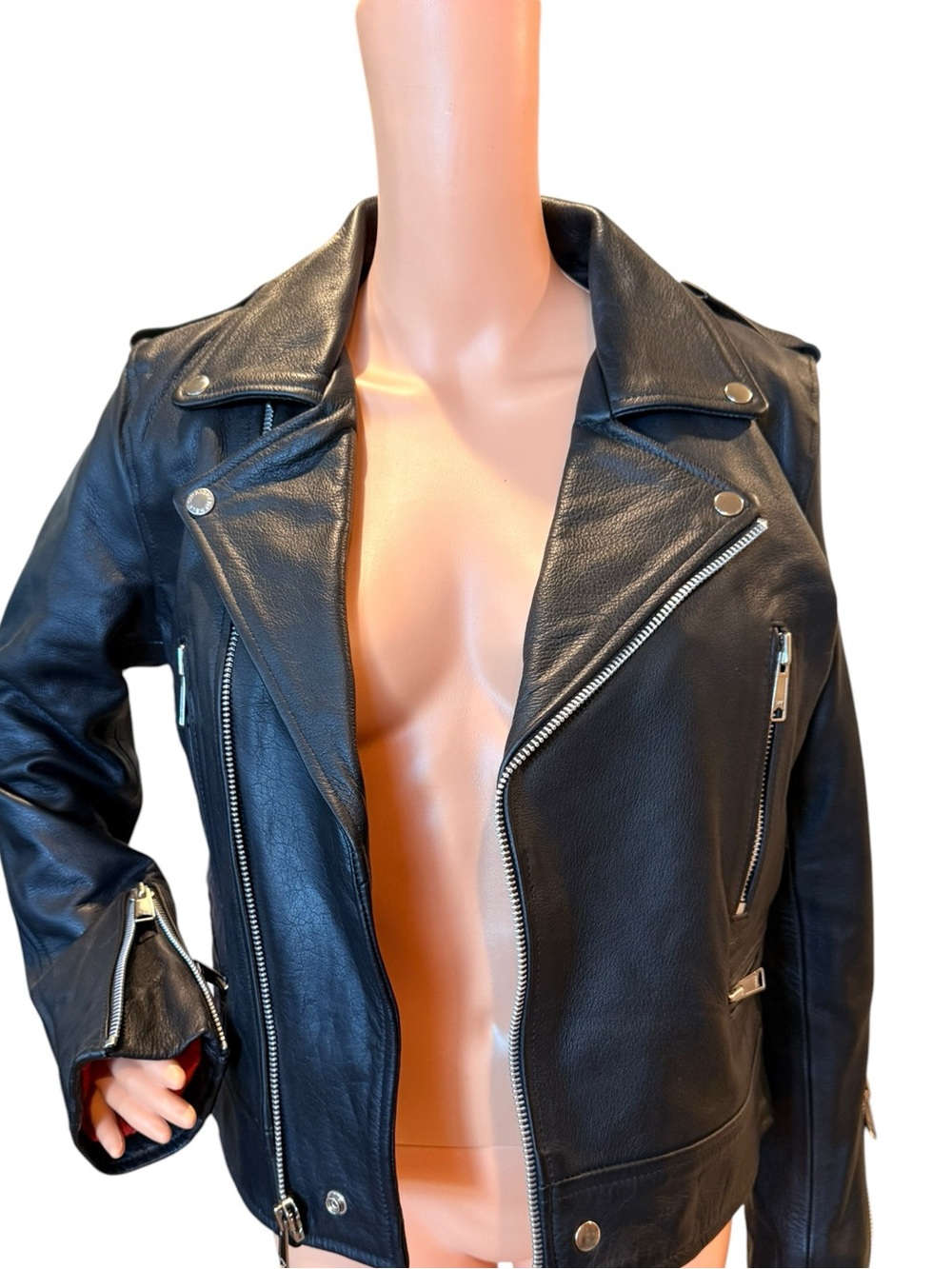Straight to Hell Jacket Black Leather Vincent Motorcycle Women's Large to XL - Picture 6 of 15